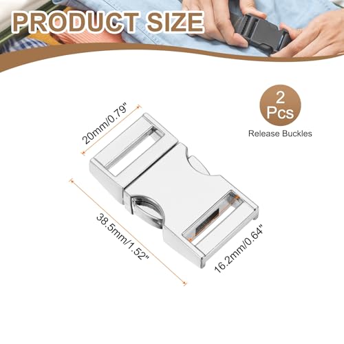 HARFINGTON Metal Quick Side Release Buckles Zinc Adjustable Quick Release Buckle Replacement Snaps Clips Clasps - color: Silver, size: 3/4"(20.5mm)