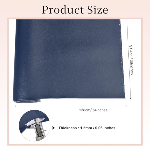 uxcell Marine Vinyl Fabric, 54 Inch 1 Yard Upholstery Faux Leather Soft Waterproof Sheets Fabric for Crafts DIY Sewings Sofa Wallets Handbag Car, Blue - color: Blue