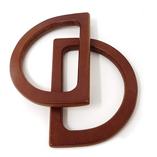 Honbay 2PCS Wooden D-Shaped Purse Handles Bag Handle Replacement for Handmade Bag Handbags Beach Bag Purse (3.3x4.7 inch)