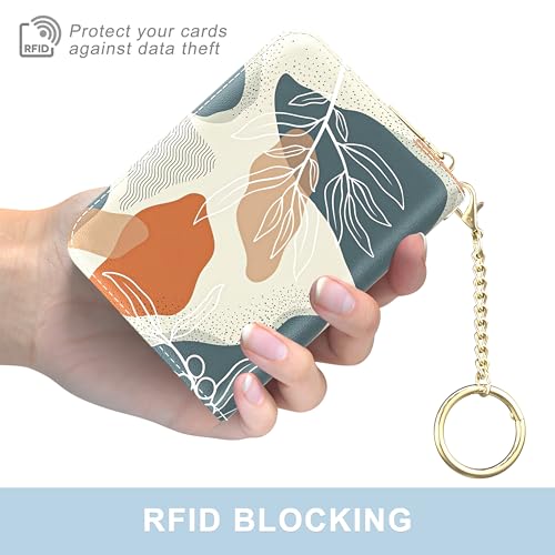 Credit Card Holder, Small RFID Wallet Slim Leather Card Organizer Case - color: B-Desert Leaf, size: Wrist Strap