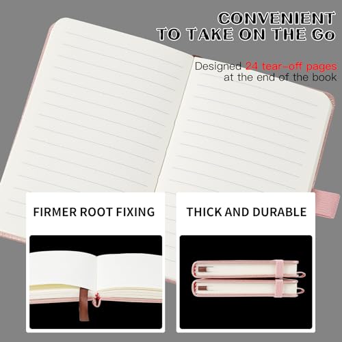 Animusphere 2Pack Pocket Notebook Small Notebook Journal Notebook 4 inches x 5.7 inches 200 Pages Leather Cover With Pen Holder Page Marker Ribbons (Rose Gold) - color: Rose Gold