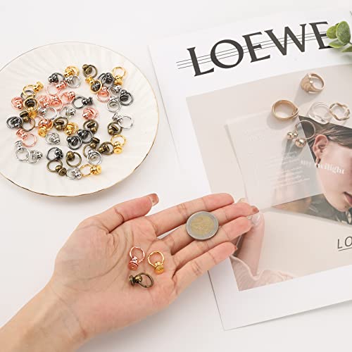50pcs Screwback Round Head Rivet with Pull Ring Studs with Screwdriver for DIY Leather Craft Belts Purse Handbags Phone Cas (Rose Gold) - color: Rose Gold