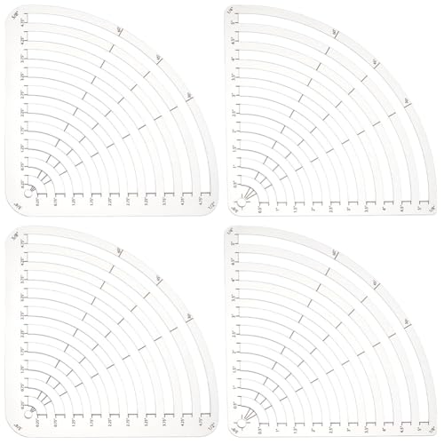 4 Pcs Circle Radius Master Template Guide 0.25~5" Acrylic Arc Stencil Clear Rounded Corner Sewing Tool 2 Sizes Curved Corner Cutter Quilting Ruler for Patchwork DIY Craft 3 MM Thick