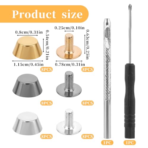 26Pcs Handbag Purse Feet Handbag Feet Nailhead Brass Studs Screw-Back Feet Flat Head Stud Metal Studs Rivet Leather Craft DIY for DIY Purse Handbag Leather Craft