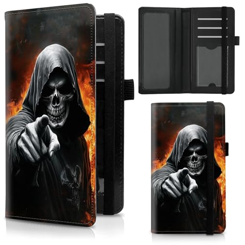 Checkbook Cover for Duplicate Checks,Slim Durable RFID Blocking Checkbook Credit Card Holder for Personal and Business Checks-Black Robe Skull - color: Black Robe Skull