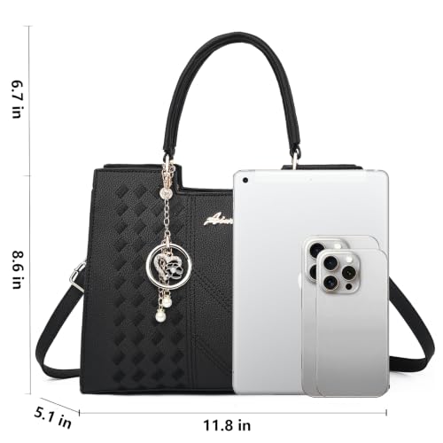 ALARION Purses and Handbags for Women Satchel Purse,PU Leather Tote Bag Crossbody Top Handle Bags with Zipper - color: Lizi Light Blue