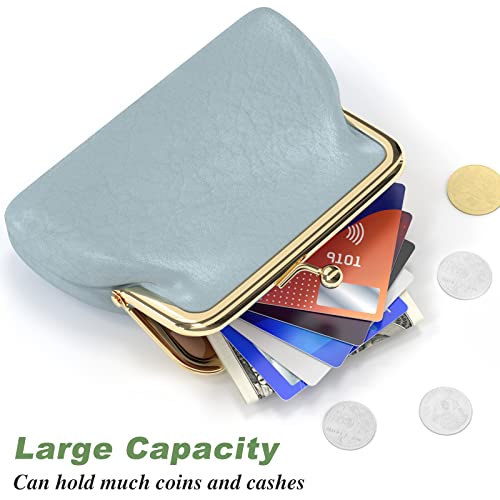 Coin Purse, Small PU Leather Change Purse, Coin Wallet with Clasp | Womens Leather Mini Wallet ID Credit Cards Cash Coin Holder Case Organizer Puse with Clasp - color: Blue