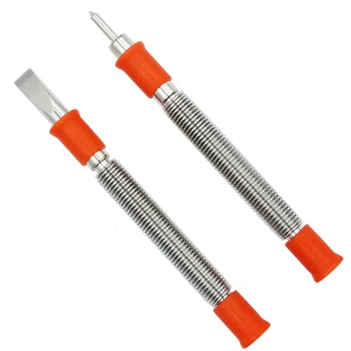 2-Piece Hammerless 5/16-Inch Cold Chisel and 1/8-Inch Center Punch Set | Spring Loaded Rivet Removal Set for Metal Wood - size: Cold Chisel and Center Punch