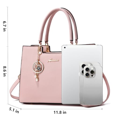 ALARION Purses and Handbags for Women Satchel Purse,PU Leather Tote Bag Crossbody Top Handle Bags with Zipper - color: Xw Light Pink