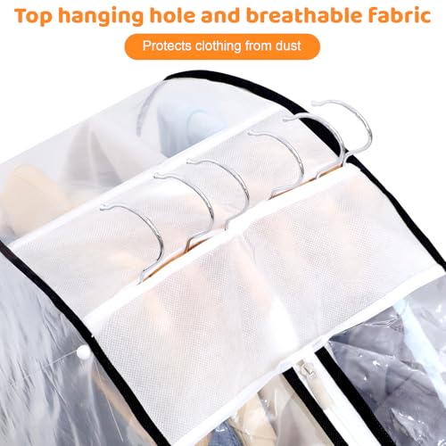 4 Pack Clear Garment Bags, 40" With 10" Gusset, Side Zipper | Peva Material, Transparent Design, Dustproof Closet Storage For Suits, Dresses, Jackets And Coats - size: 40in *4