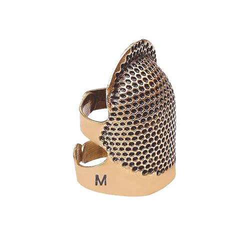 1 Pcs Adjustable Metal Sewing Thimble Finger Protector Open Top Ring Thimble Fingertip Shield for Quilting Embroidery Hand Sewing Tool(Copper, M) - color: Copper|M