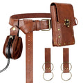 Renaissance Belt Pouch Medieval Pirate Costume Accessories Set for Cosplay | Viking Faux Leather Waist Bag, Skirt Hike Clips, Perfect for Women and Men Ren Faire, LARP, Fantasy, Halloween - color: Brown