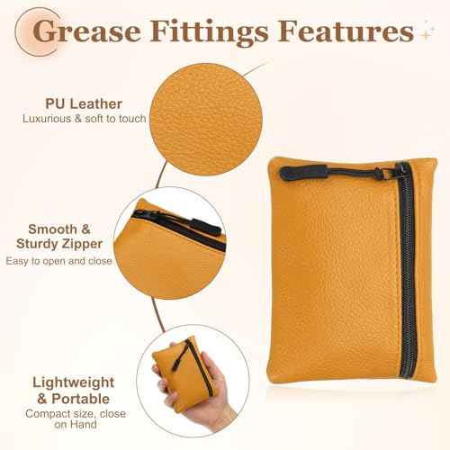 Full Grain Leather Coin Purse, Small Coin Purse with Zipper Portable Card Holder, 4.7in & Yellow & PU Leather -Fitting for (Change Purse Credit Card Key Keychain Pouch Wallet) - color: Yellow