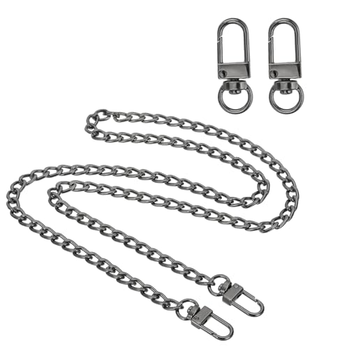 uxcell 35.4" Flat Purse Chain Strap, Black Shoulder Straps Chains Metal Handbag Replacement Belt with 2 Pcs Metal Lobster Swivel Trigger Clips Style1 for Cross Body Wallet Bag - color: Black, size: 35.4"