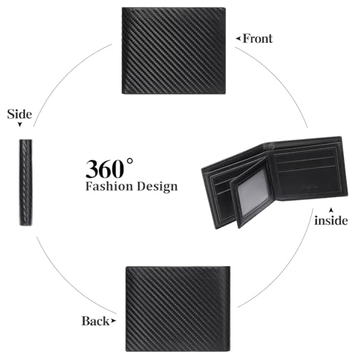 Wallet for Men Leather RFID Blocking Bifold Stylish Wallet Minimalist Front Pocket Large Capacity - color: A-Black