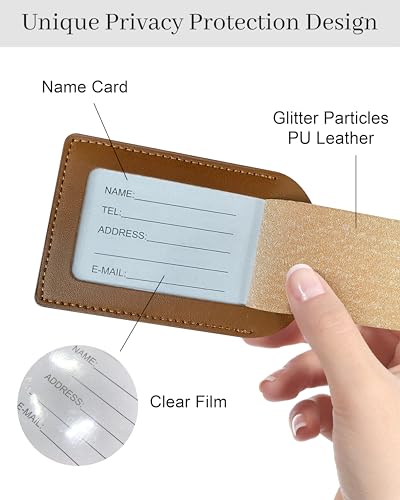 Luggage Tags for Suitcases, PU Leather Travel Tags for Luggage - color: Brown
