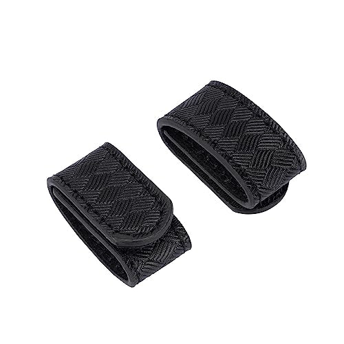 TACNEX Genuine Leather Belt Keeper 1 3/8" - 1 1/2" Wide Men's Belt Loop Stays Dress Belt End Holder Retainer Tool Belt Band - color: Basket Weave, size: 2 pcs