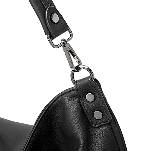 lapsting Hobo Bags for Women Handbags Purse Ladies Boho Shoulder Bag Crossbody Purses Faux Leather - color: H - 17.3inch Black - Black Metal