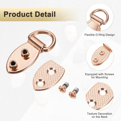 M METERXITY 4-Pack Bag Side Clip Buckle, Metal Purse Suspension Clasp Leaf Shape Handbag Chain Strap Connector with D Ring for Purse/Keyring/DIY Crafts Hardware Accessories [Rose Gold] - color: Rose Gold