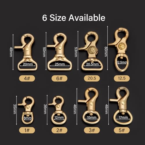 WUTA Solid Brass Trigger Snap Hooks Lobster Clasps Swivel Trigger Snap Hooks for Straps Bags Belting Leathercraft Heavy Duty Clips - color: 1PC, size: 1# 35*8mm inner