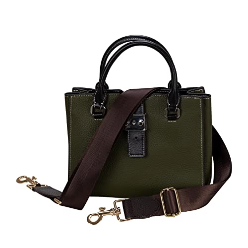 Allzedream Wide Purse Strap Replacement Crossbody Shoulder Bag Adjustable Leather Ends - color: Chocolate Gold Leather