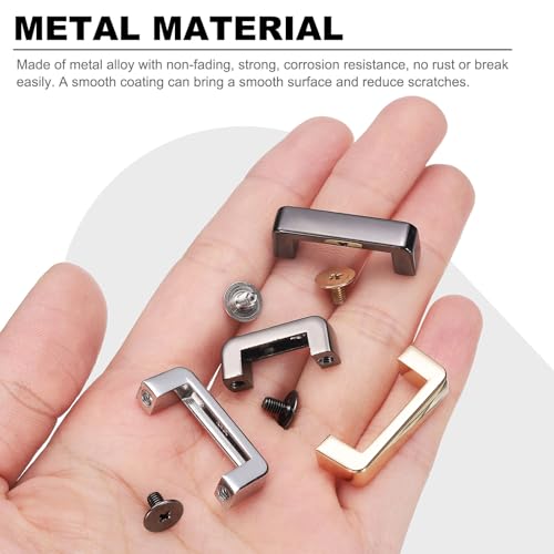 uxcell 12Pcs Metal D-Ring Connector Buckles, Alloy Right Angle Arch Bridge D-Ring Buckles Chain Strap Connector with Screws for Leather Crafts (Grey/Black/Light Gold, 1.1 x 0.2 Inch)