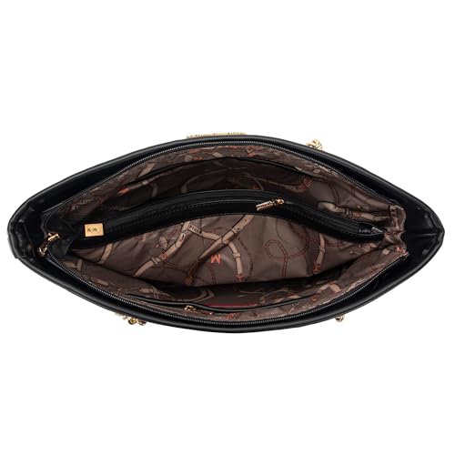 Montana West MEDIUM Tote Bag for Women Quilted Chain Handbags Shoulder Purse - color: A-black
