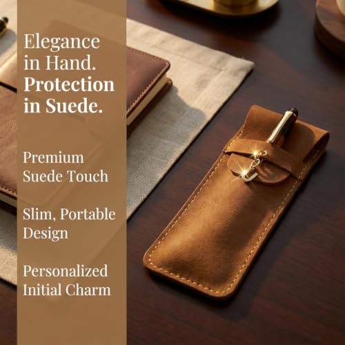 Personalized Initial PU Suede Pen Pouch - Office and Professional Storage Accessory, Ideal Gift for Coworkers (U) - color: U