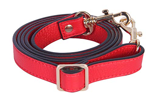 VanEnjoy Full Grain Leather Adjustable Replacement Cross Body Purse Shoulder Strap, 0.7” Width, Adjustable Length 25”-51” (Red) - color: Red