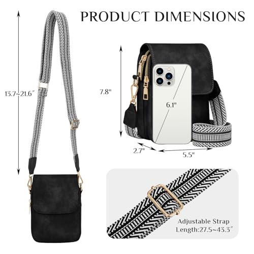 Fashion Small Crossbody Bags for Women Trendy Designer Cell Phone Purses - color: Black
