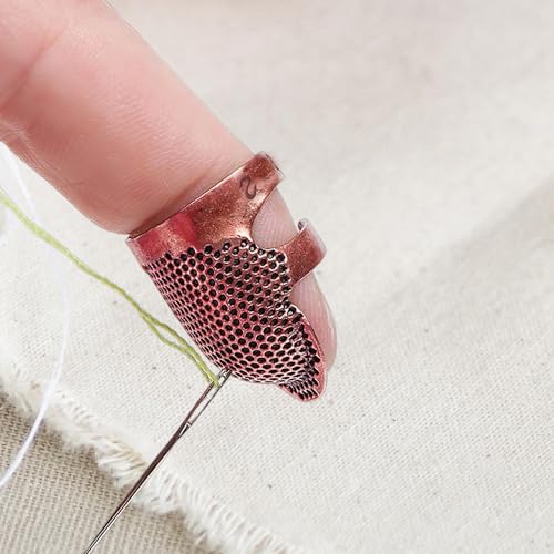 1 Pcs Adjustable Metal Sewing Thimble Finger Protector Open Top Ring Thimble Fingertip Shield for Quilting Embroidery Hand Sewing Tool(Rose Gold, S) - color: Rose Gold|S