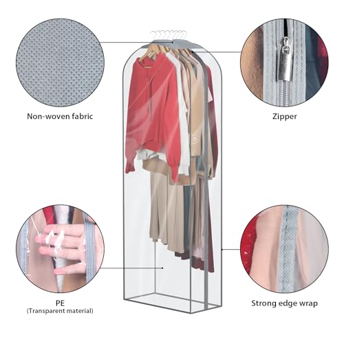 Zilink Fur Coat Storage Bags Dress Bags for Gowns Long 60 in, 4 Pack - size: 60"-4pcs-10" Gussted