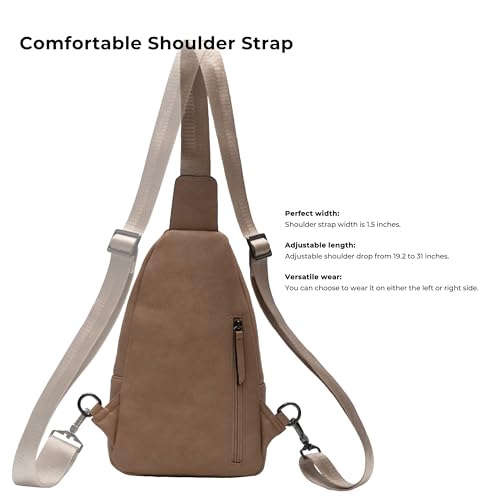 Alldaily Large Sling Bag for Women Crossbody Purse Leather Fashionable Trendy Chest Bag for Travel, Fanny Pack (Beige) - color: Beige