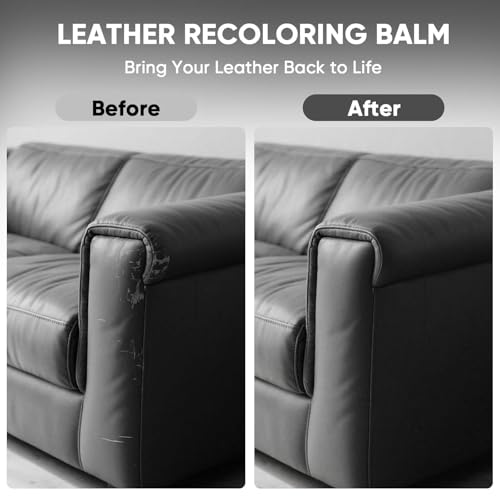 Leather Recoloring Balm - Scratch Repair & Color Restore Kit for Faded Leather, Leather Couch & Car Seats - 10OZ Leather Restorer Balm for Furniture, Auto Interior, Vinyl, Accessories (Dark Gray) - color: Dark Gray, size: 10 OZ