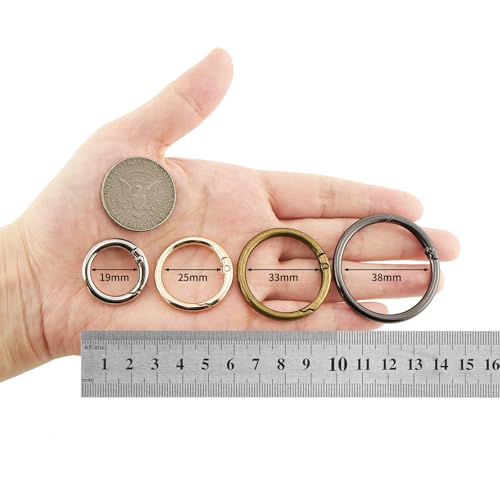 DEVPSISR 25pcs Trigger Spring O Rings Round,Metal Keychain Ring Round Carabiner Clips for Keyrings Buckle, Bags,Purses - color: Gunmetal, size: 1 1/4"