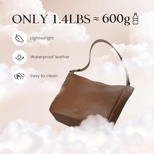 befen Genuine Leather Hobo Crossbody Bags for Women Vintage Leather Purses Soft Handbags Shoulder with 2 Detachable Straps - color: Brown