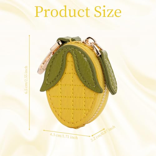 Fruit Coin Purse Bag Charm Keychain, Mini Charm Kawaii Leather Coin Purse Pouch Holder for Airtag Handbag Tote Wallet - color: Corn