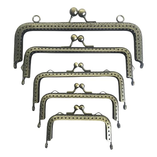 Purse Bag Kiss Clasp Lock,5pcs 5 Sizes Metal Arch Frame Coin Embossed Clutch Square Frame for DIY Purse Making Handle Sewing Crafts Replacement Accessories CW024
