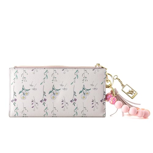 Womens Wallet RFID Blocking Slim Thin Floral Pattern | Card Holder Bifold with Coin Zipper Pocket Long Ladies Wallets for Girls Pink - color: Pink