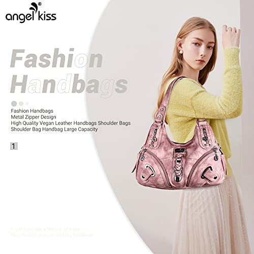 Angelkiss Hobo Purses and handbags for Women Satchel Handbag Women Purses Large Daily Shoulder Bags - color: 7028pink