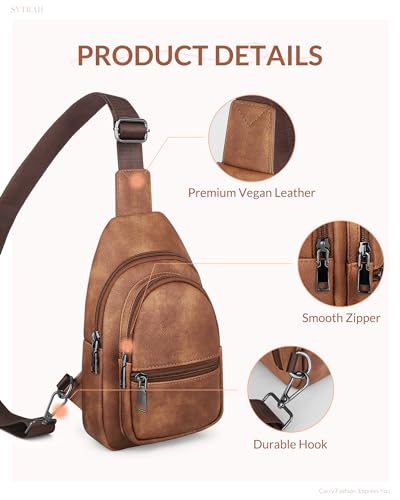 Sling Bag for Women, Crossbody Waist Pack Chest Purse Travel Brown | Crossbody Purse with Dual Zipper Main Compartment,6 Pockets & 4 Card Slots, Reversible Design, Travel & Daily Use - color: Z-mocha Brown