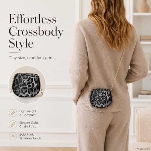 Mini exquisite leopard print handbag, small shoulder style Tiny Compact Stylish Accessory for Essentials - color: Black