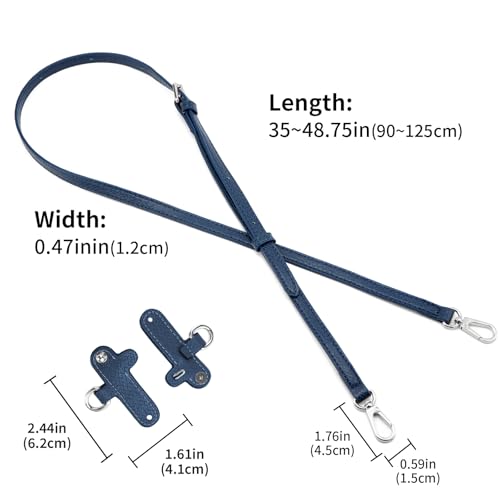 DEVPSISR Leather Strap Suitable for Longchamp Handbag,Crossbody Adjustable Shoulder Strap Conversion Kit - color: Blue-silver