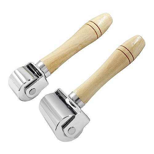 Litoexpe 2pcs Leather Edge Roller Set 26mm+60mm | Wooden Handle, for Leather Craft and DIY Projects - color: 2pcs, size: 26mm + 60mm