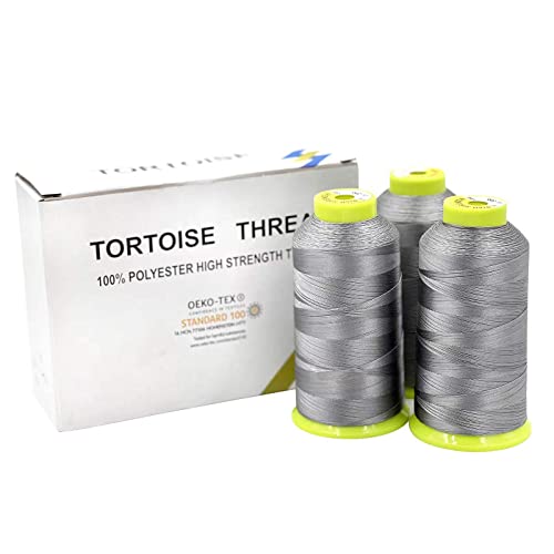 Tortoise 3 Cones Heavy Duty Thread of 2000 Yards Each Spool UV Resistant High Strength Thread # 69 T70 Size 210D/3 for Upholstery,Leather,Purses,Outdoor,Beading,Canvas Color White - color: White
