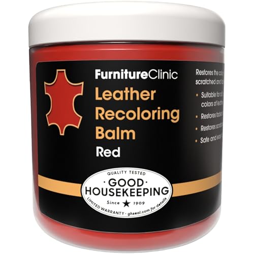 Furniture Clinic The Original Leather Recoloring Balm | Red Leather Dye | Repair Scratched, Faded, & Worn Leather | Restore Your Leather Couches, Sofas, Car Seats, and Furniture | 250 ml / 8.5 fl oz - color: Red, size: Balm