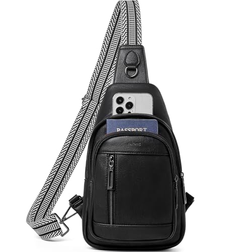 cakang Womens Sling Bag Crossbody Bags for Women Vegan Leather Sling Backpack Daypack Fanny Pack Crossbody Purse Travel - color: 2-black