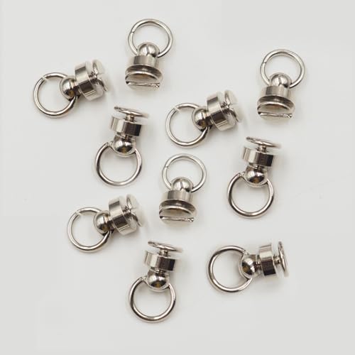 dophee 10PCS Solid Brass O-Ring Rivet Studs for Leather Craft, Silver | 360 Degree Rotatable Head Spikes Buttons for Phone Shell Purse Handbag Making - color: Silver