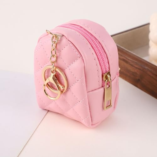 Mini Backpack Cute Cosmetic Bag for Women, Creative Cute Pendant Keychain Key-chains Keyrings PU Leather Makeup Bag Key Lipstick Card Holder Data Cable Organizer Zipper Pouch - color: Blue