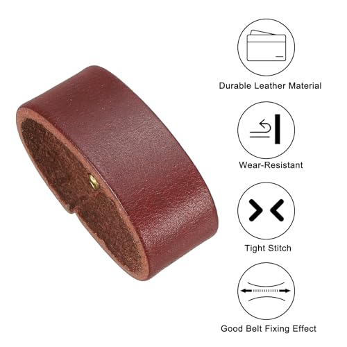 PATIKIL Leather Loop Keeper, Leather Loops Belt Keeper Loops Retainer Straps Replacement, - color: Reddish Brown, size: 1.2"/1.3"